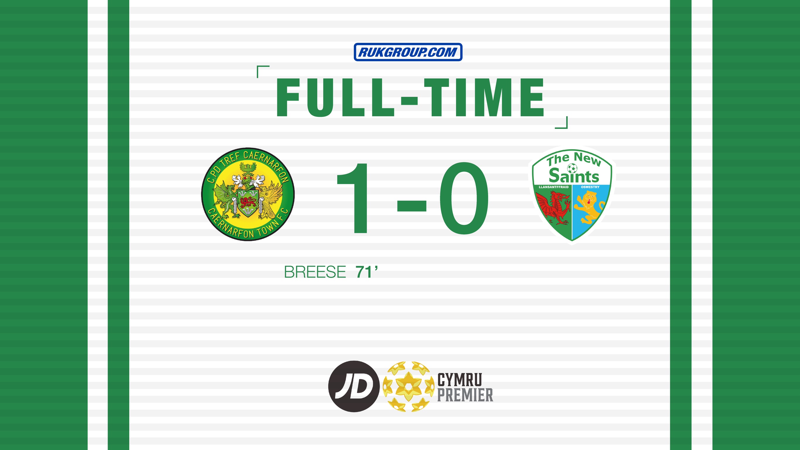 Saints Slip To Second Consecutive JD Cymru Premier Defeat – Caernarfon Town 1-0 The New Saints FC