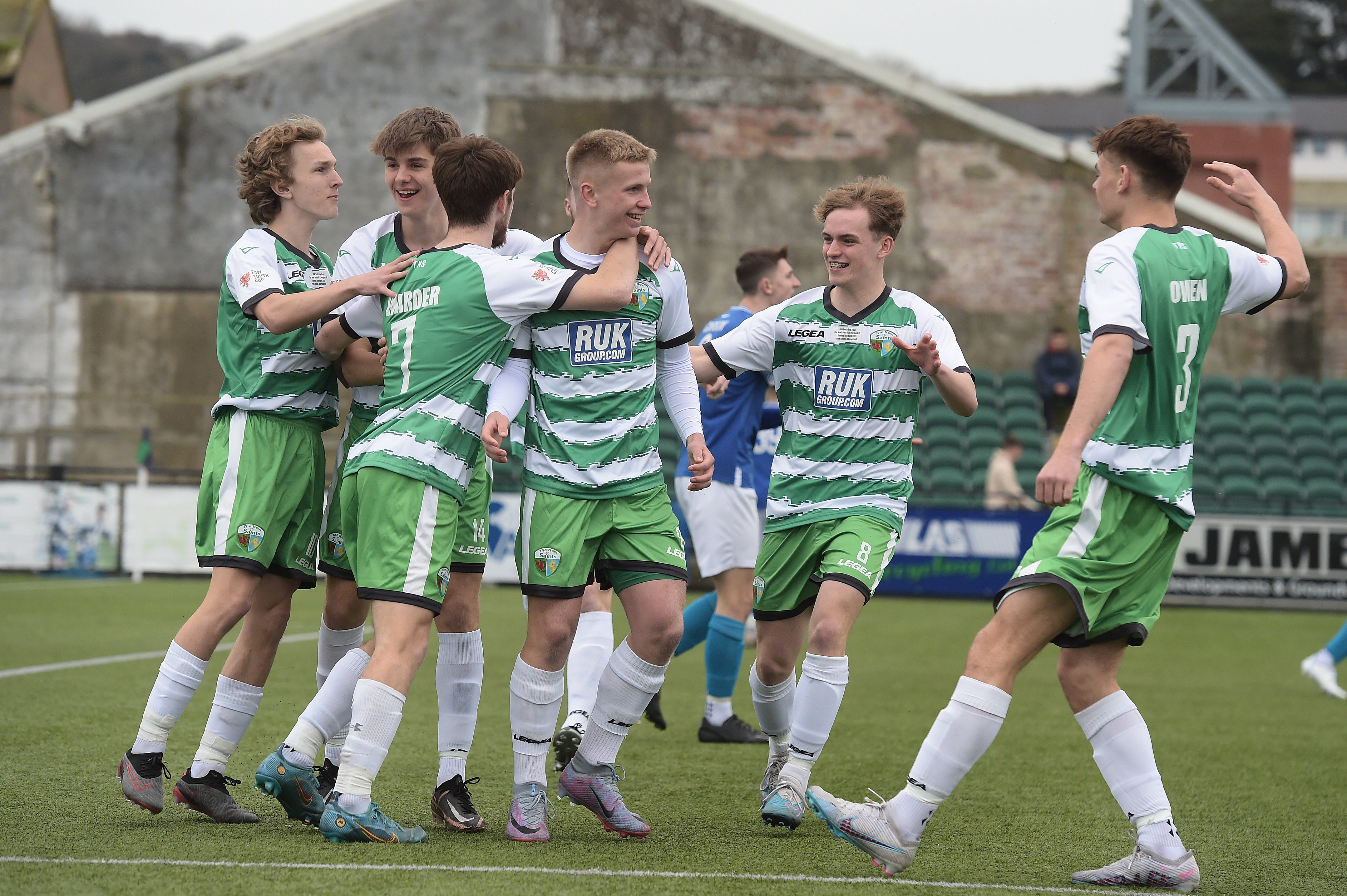 FAW Youth Cup Final fixture between The New Saints and Penybont at Park Avenue, Aberystwyth, Wales.