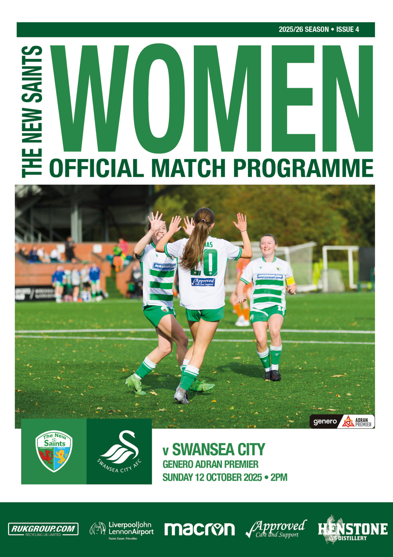 The New Saints Women vs Swansea City Women – Match Programme – Sunday 12th October 2025