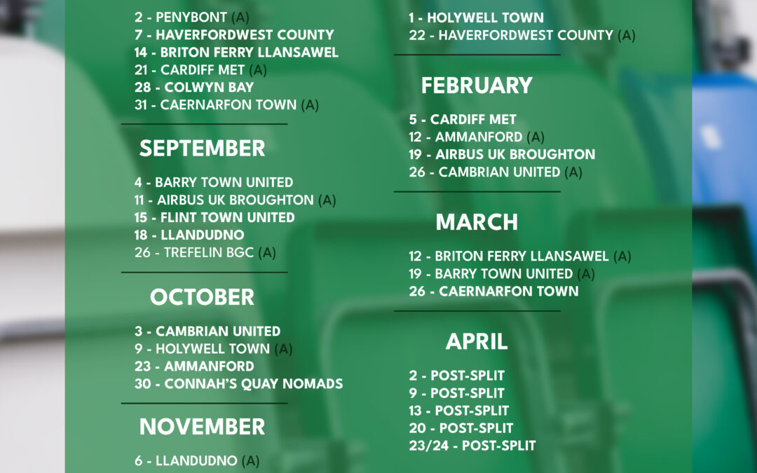 2026/27 Novira Cymru Premier phase one fixtures released